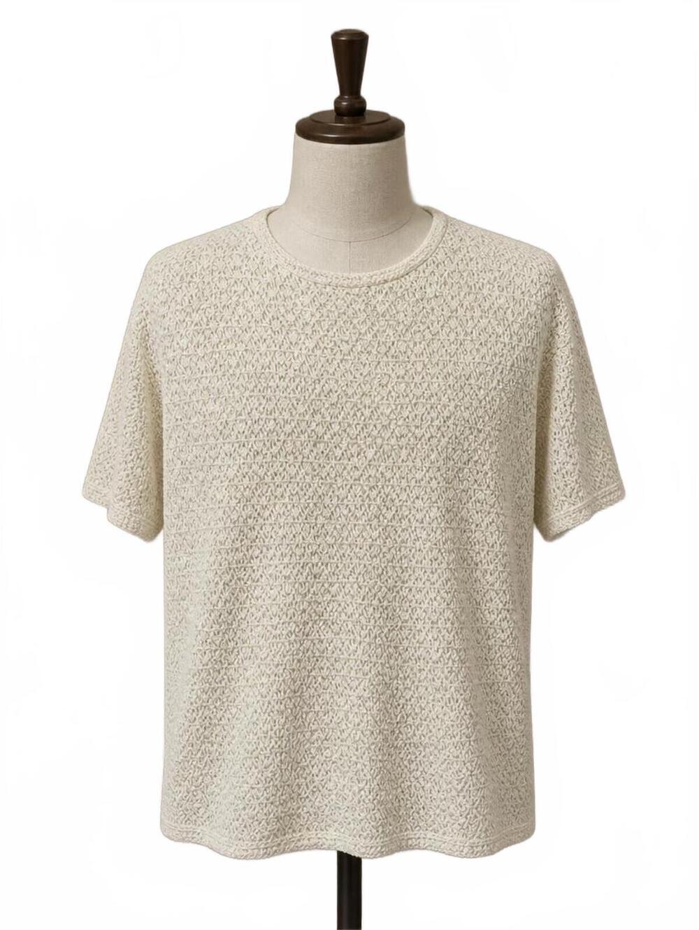 Alfred Dunner Cream Textured Knit Short Sleeve Sweater XL